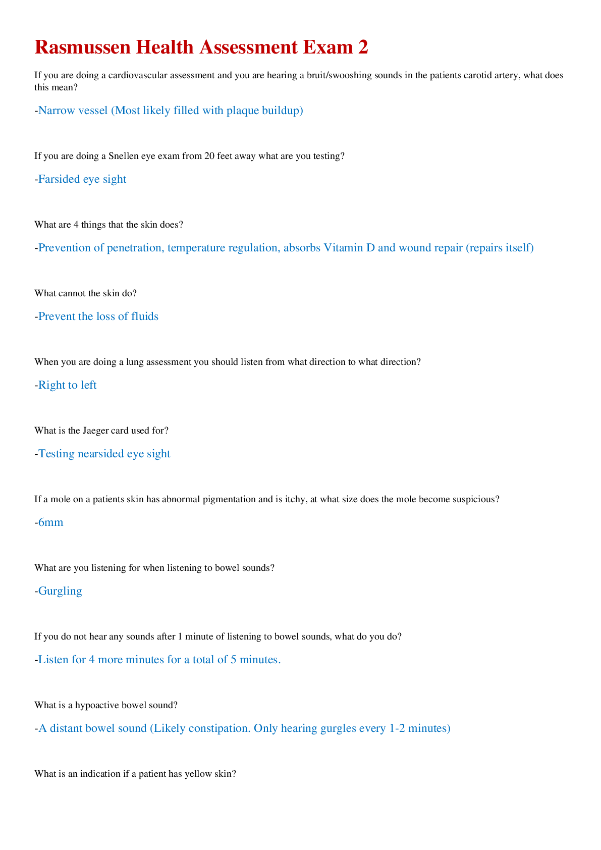 Preview image for NUR 2092 / NUR2092: Health Assessment Exam 2
